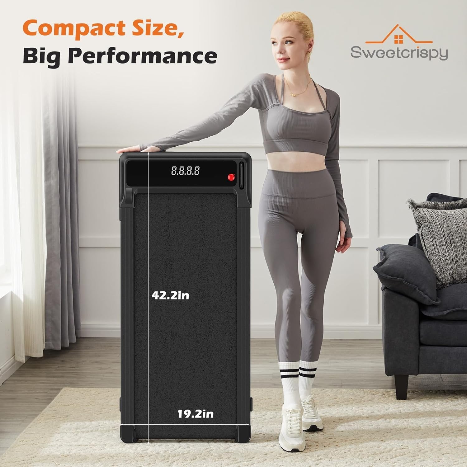 VITABELLA HOME Walking Pad Treadmill for Home, Under Desk Treadmill w/Handle Bar