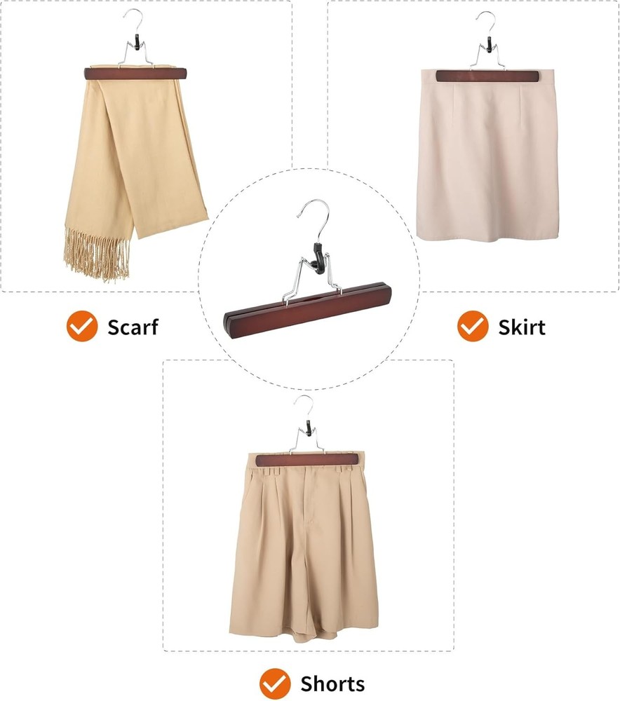 Amazon Basics Wooden Pants Hangers - Cherry, 10-Pack 10-Pack, Cherry