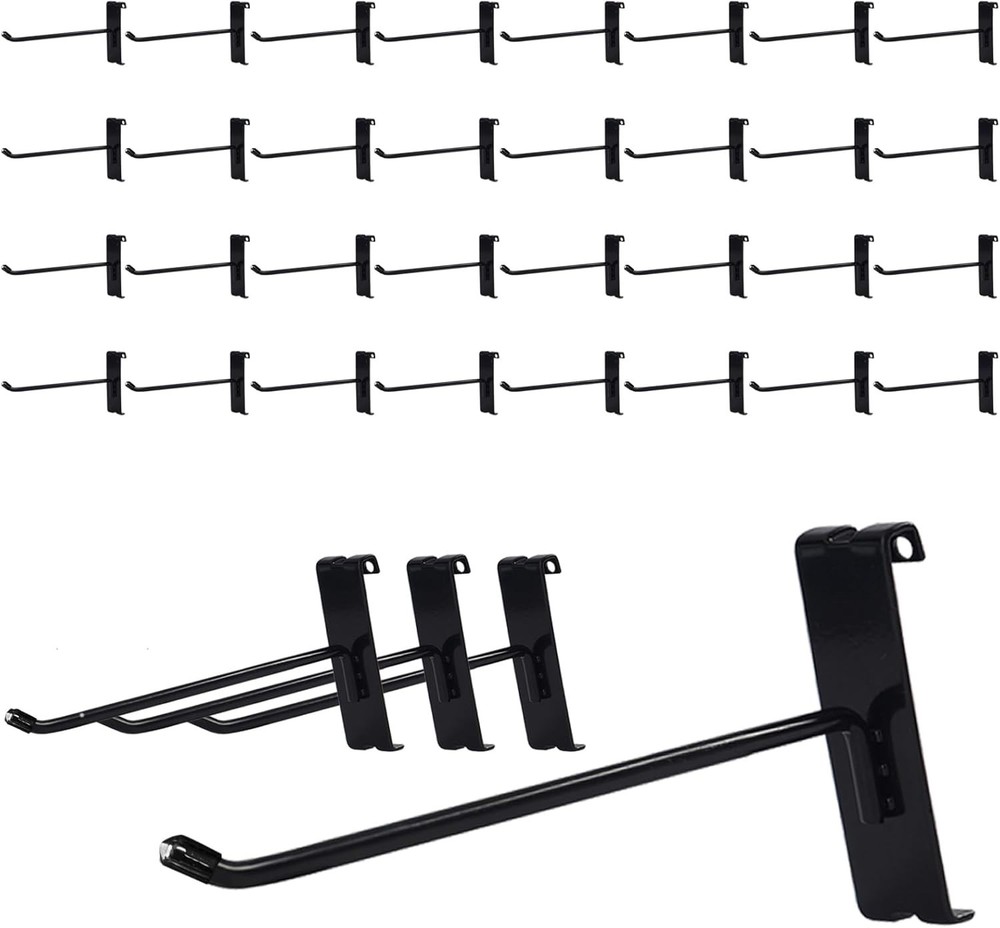 6-Inch Gridwall Hooks, 32 Pieces for Grid Wall Panel, Black