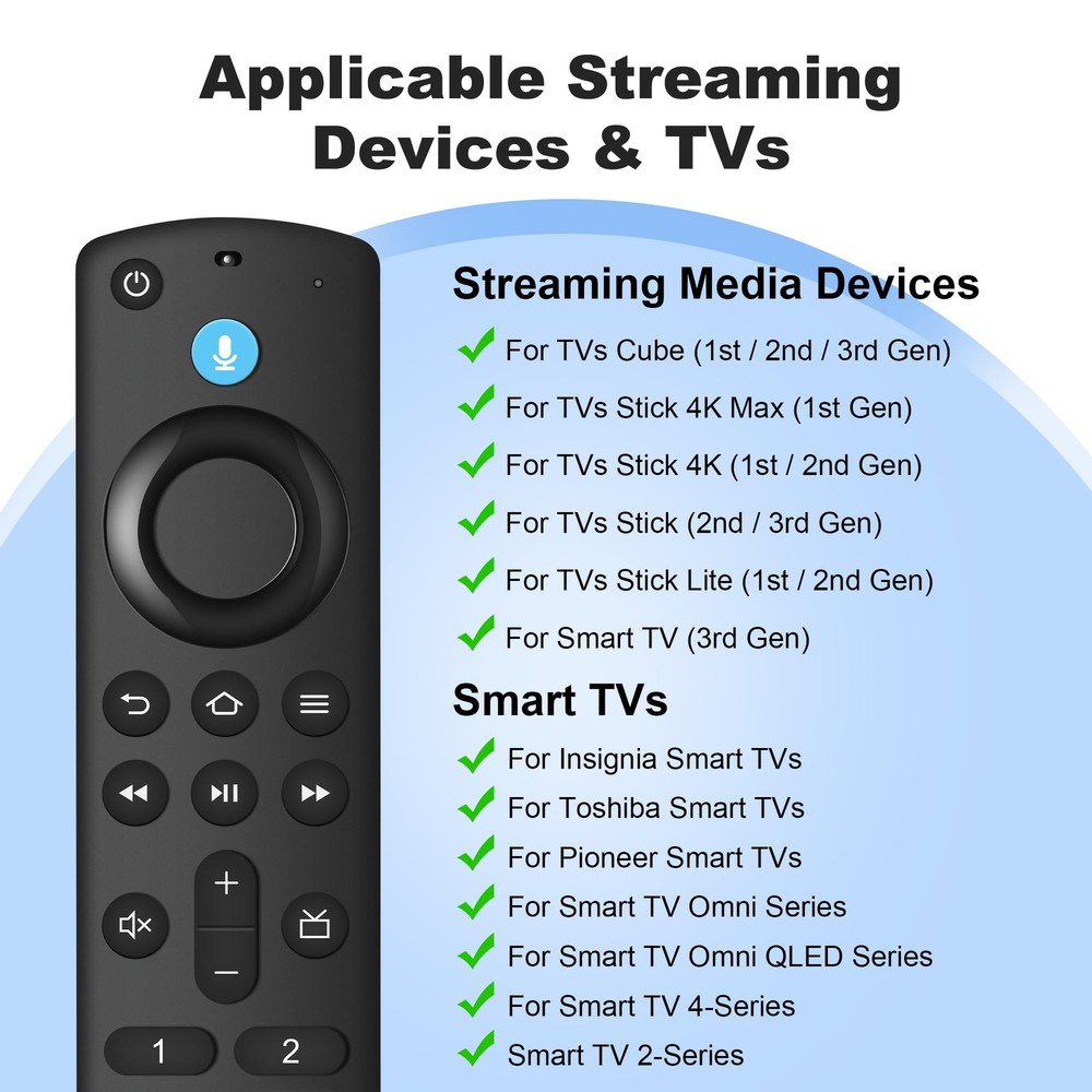 Replacement Voice Remote Control Compatible with Fire 3rd GEN Remote, Black