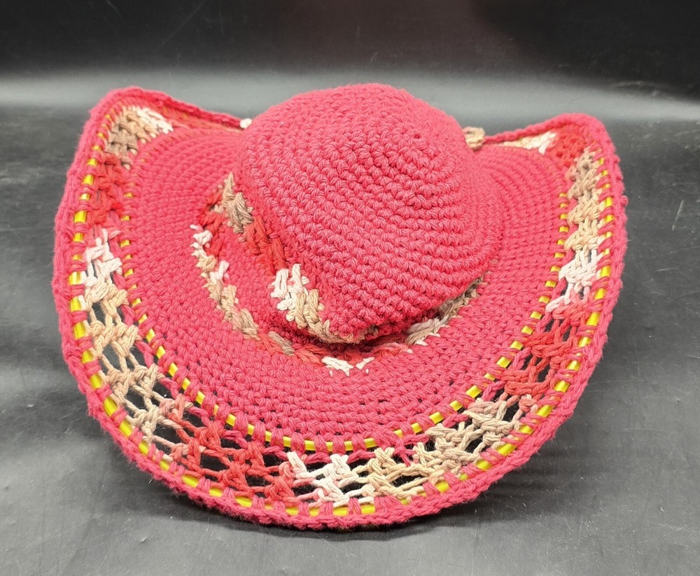 Handmade Crocheted Hat Red Cream