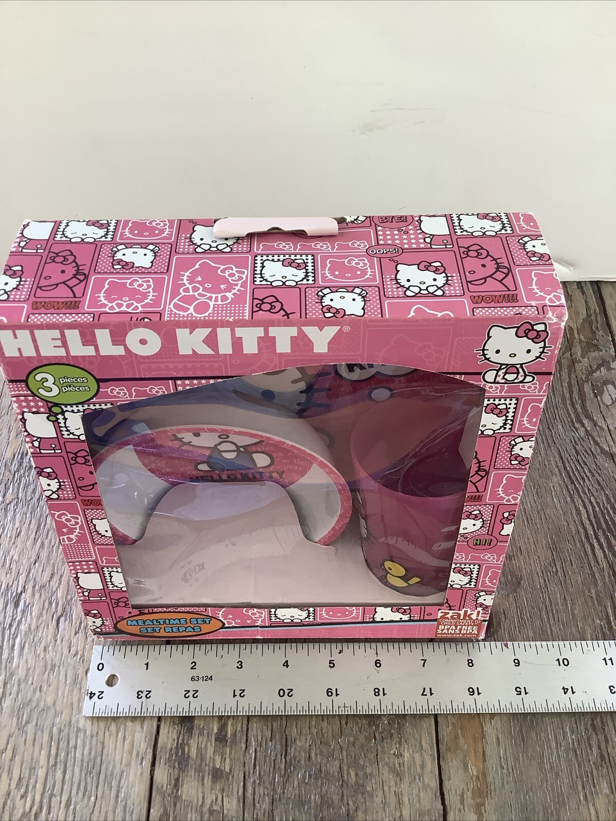 New Zaki Child's Hello Kitty Dinner Mealtime Set Includes Plate Cup & Bowl NEW!