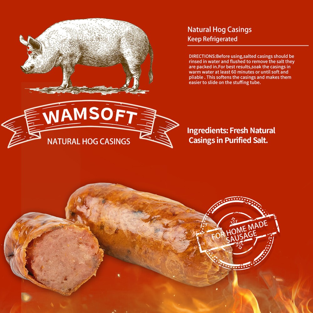 Natural Edible Sausage Casing for Home Sausage Making, Diameter 1.5"