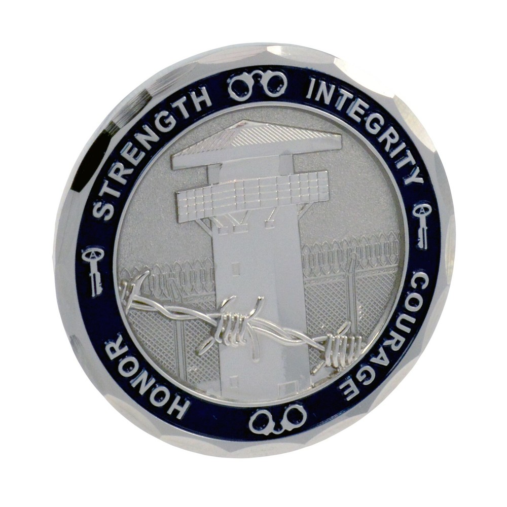 Corrections Officer Badge Challenge Coin Thin Gray Line Prisons Core Values