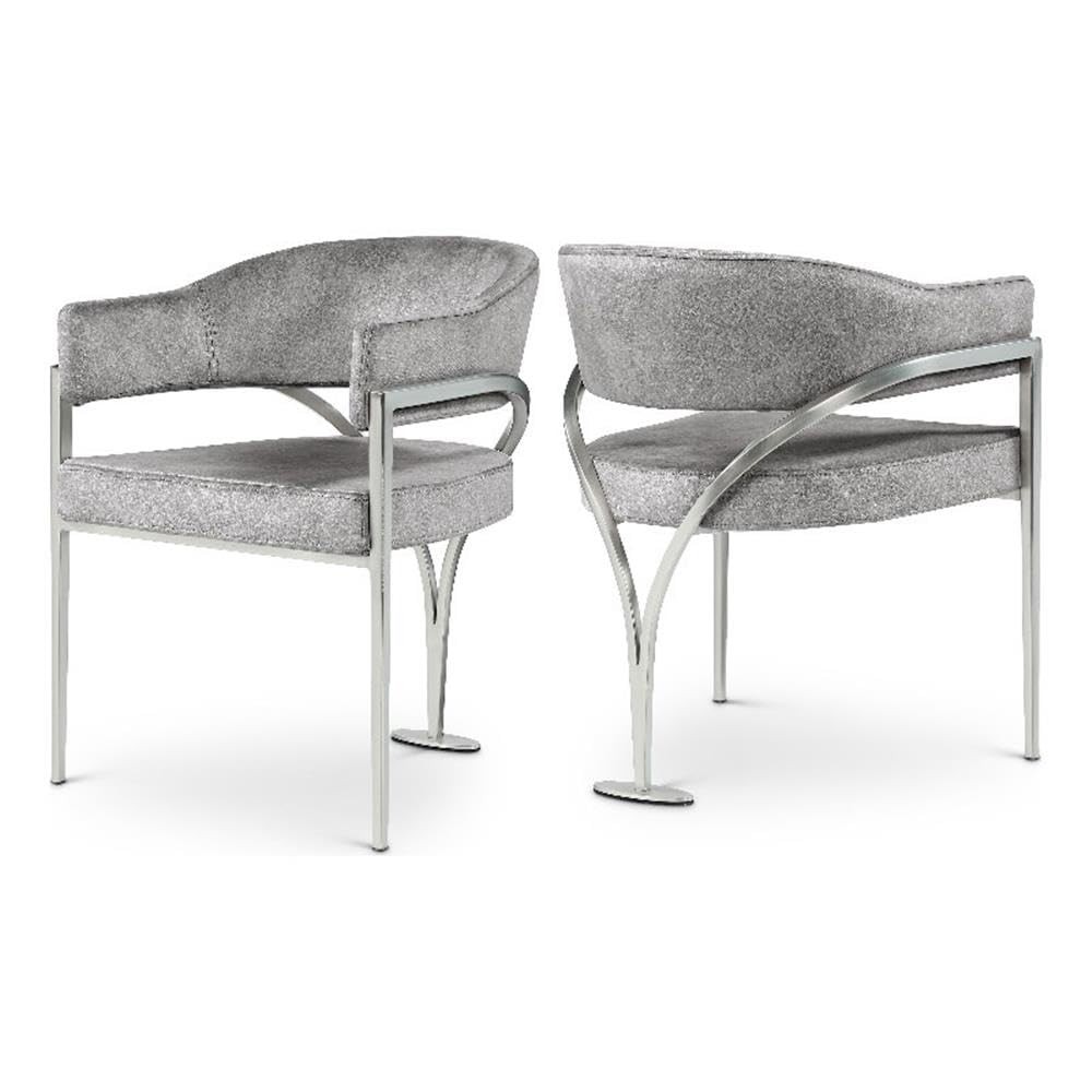 Meridian Furniture Madelyn Grey Velvet Dining Chair (Set of 2) -m