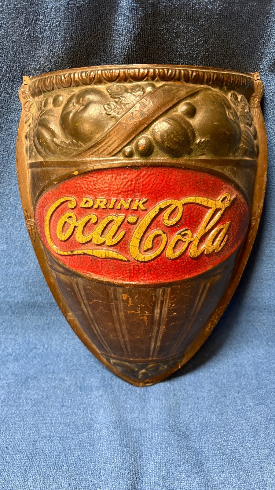 Coca Cola Original Wall Pocket Sconce Scarce Coke c.1925 Advertising Wall Sign