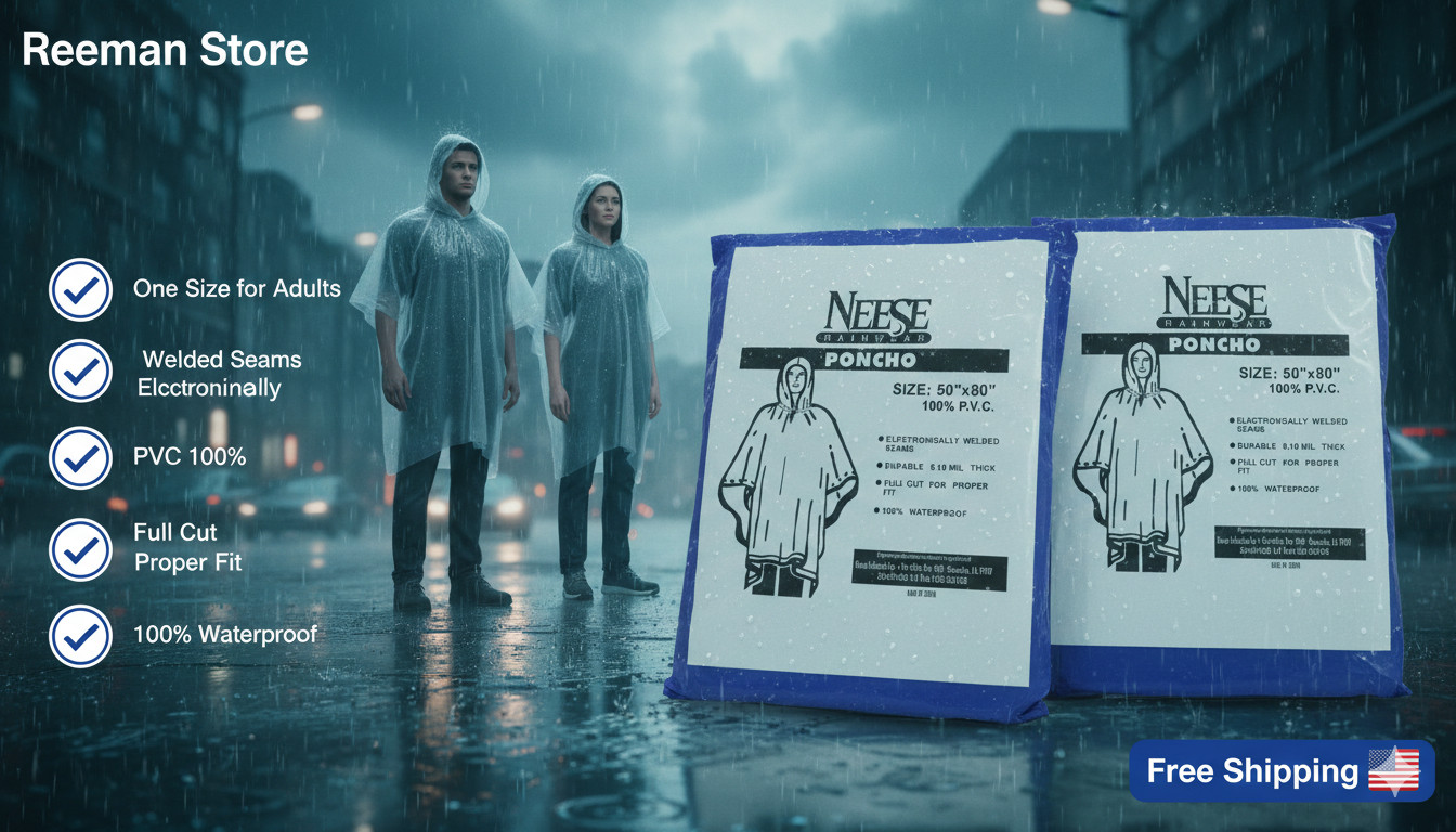 Unisex Rainwear Poncho Waterproof Rain Coats Adults Assort Colors Standard Size