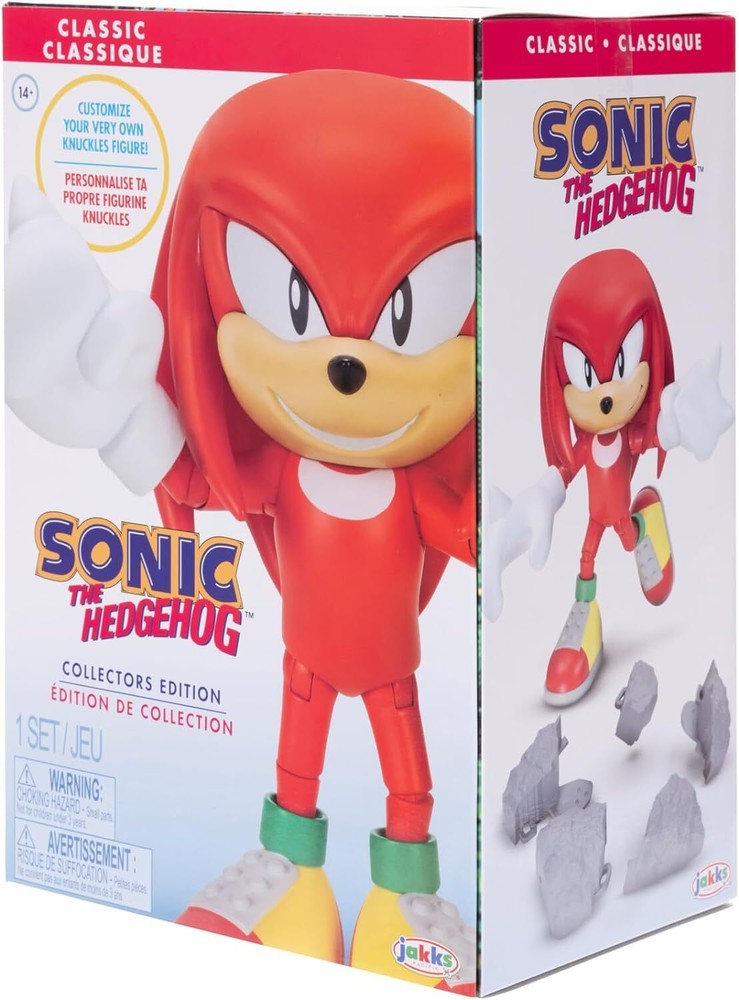 Sonic the Hedgehog 6-inch Knuckles Action Figure with Customizable Face...
