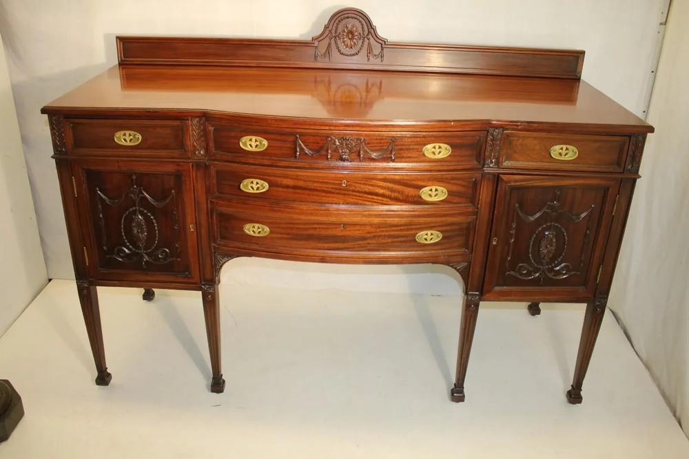Adams Style Solid Mahogany American Made Carved Sideboard/Server