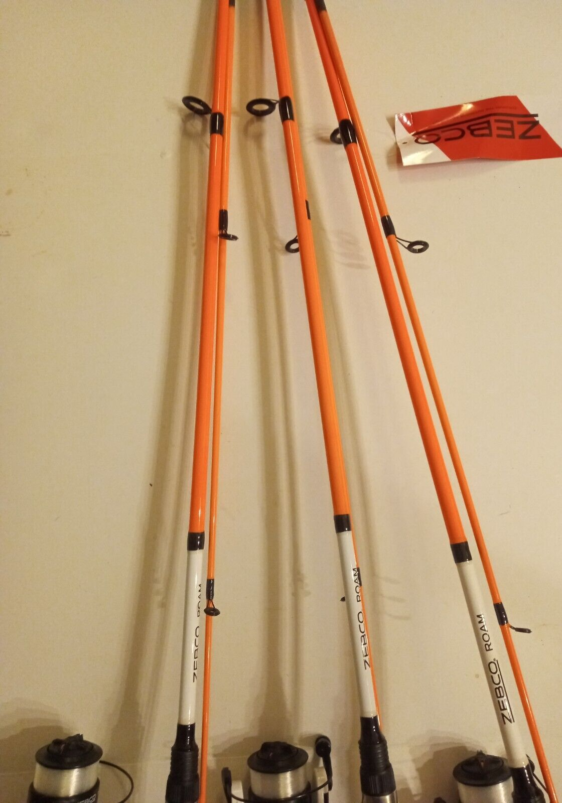 lot of 3 new Zebco Roam Spinning combo 3000 Reel w/ 6'6" Rod orange/white 5:2:1