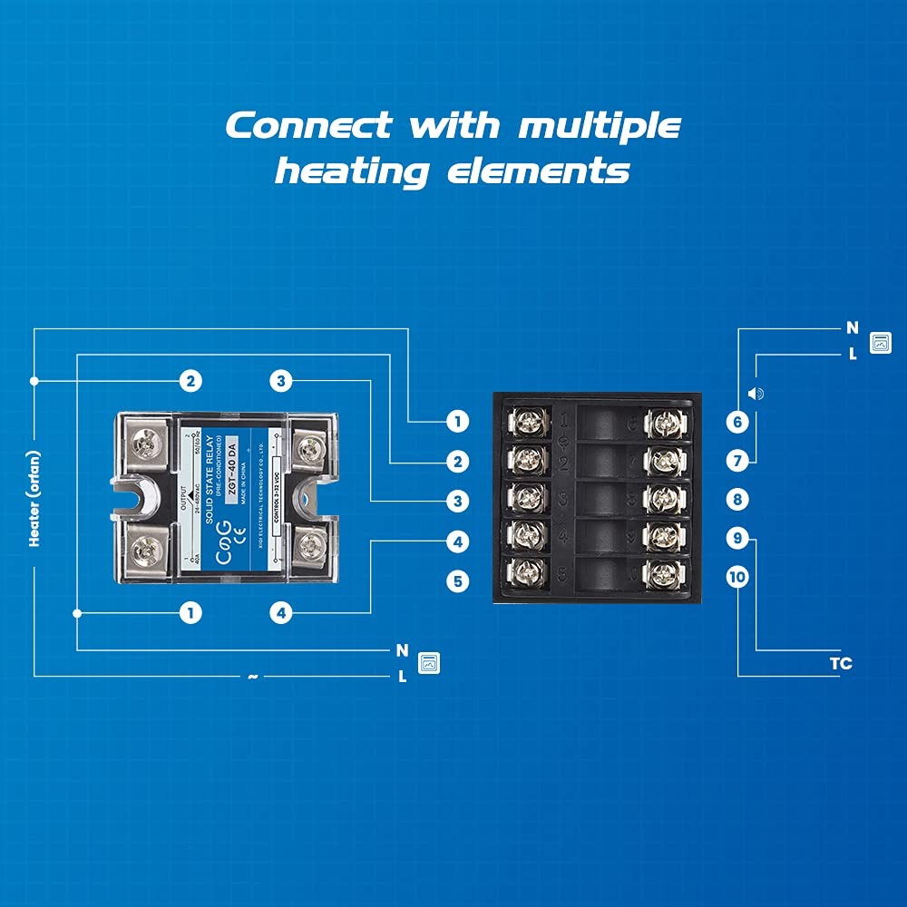 PID Temperature Controller Kit Voltage AC 100~240V Comes with SSR 40DA Solid ...