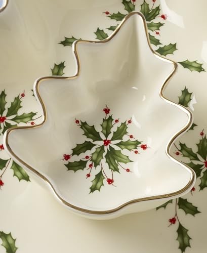 Lenox Holiday Tree Chip and Dip Set, 1 Count, Ivory