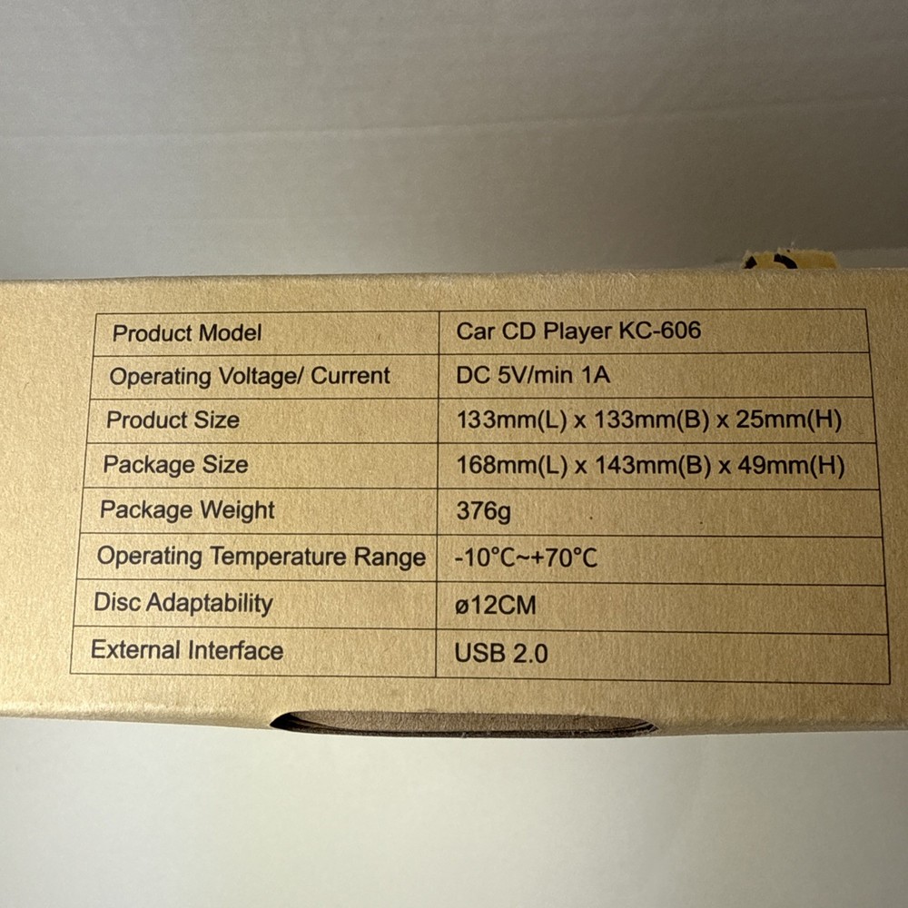 NEW Portable CAR CD Player USB & AUX Connection Universal Compatibility Remote