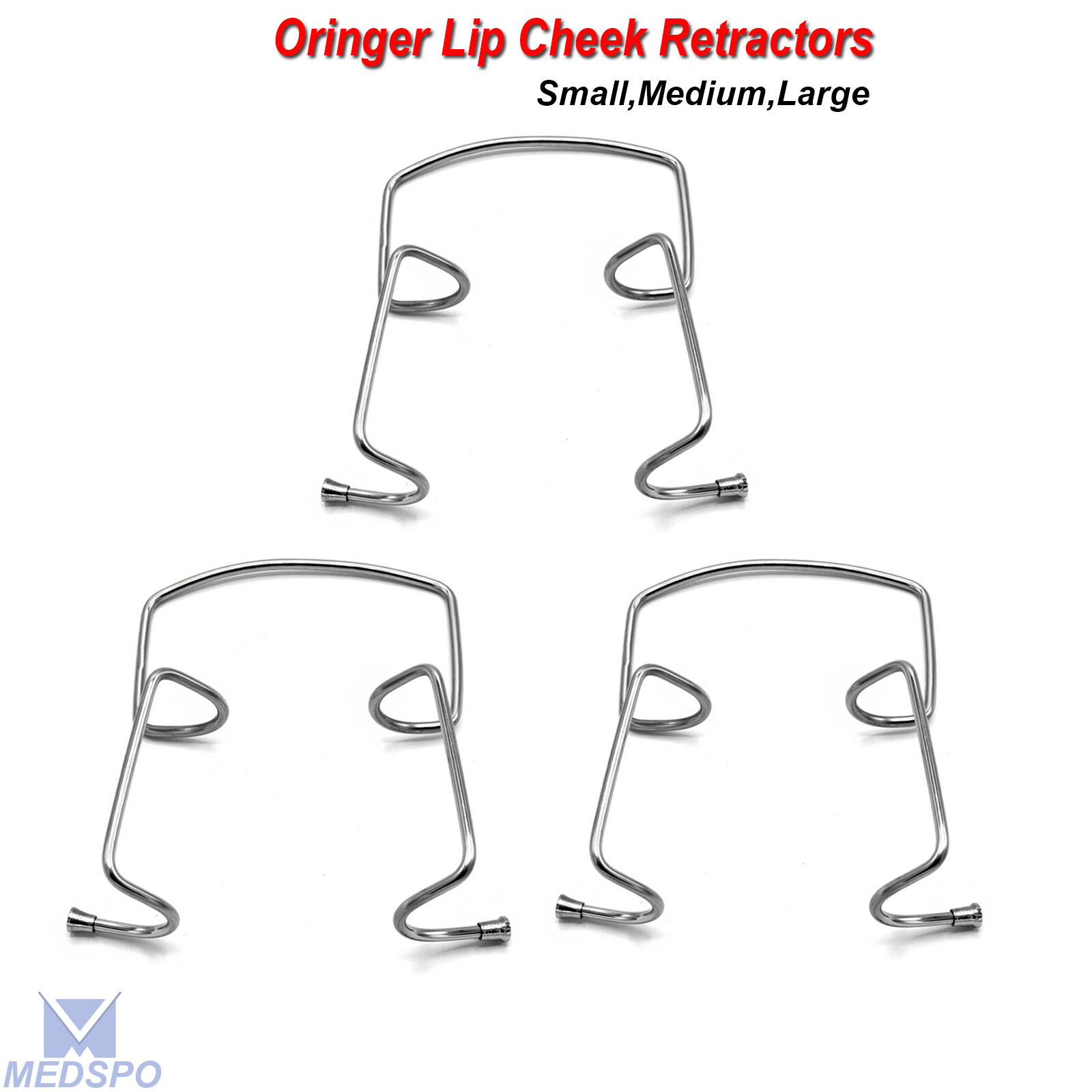 Surgical Orringer Lip Cheek Retractors  Self Dental Retaining Metal Wire 3 Sizes
