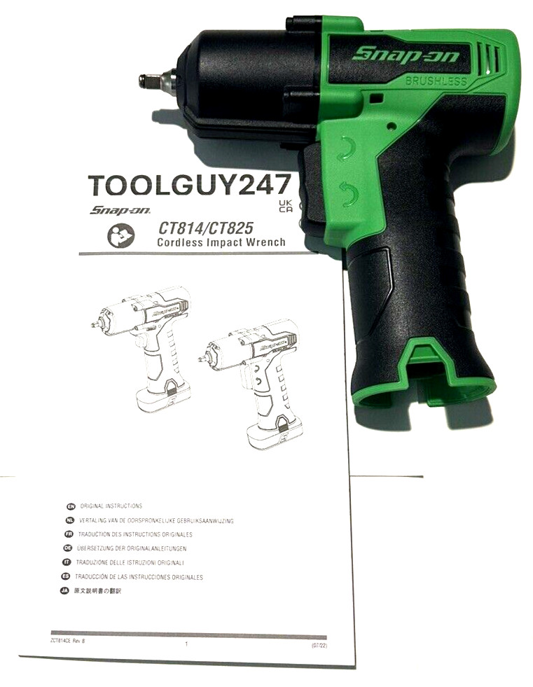 SNAP ON CT825 G DB Lithium Ion  14.4V 1/4" Dr Brushless GREEN Impact Wrench NEW
