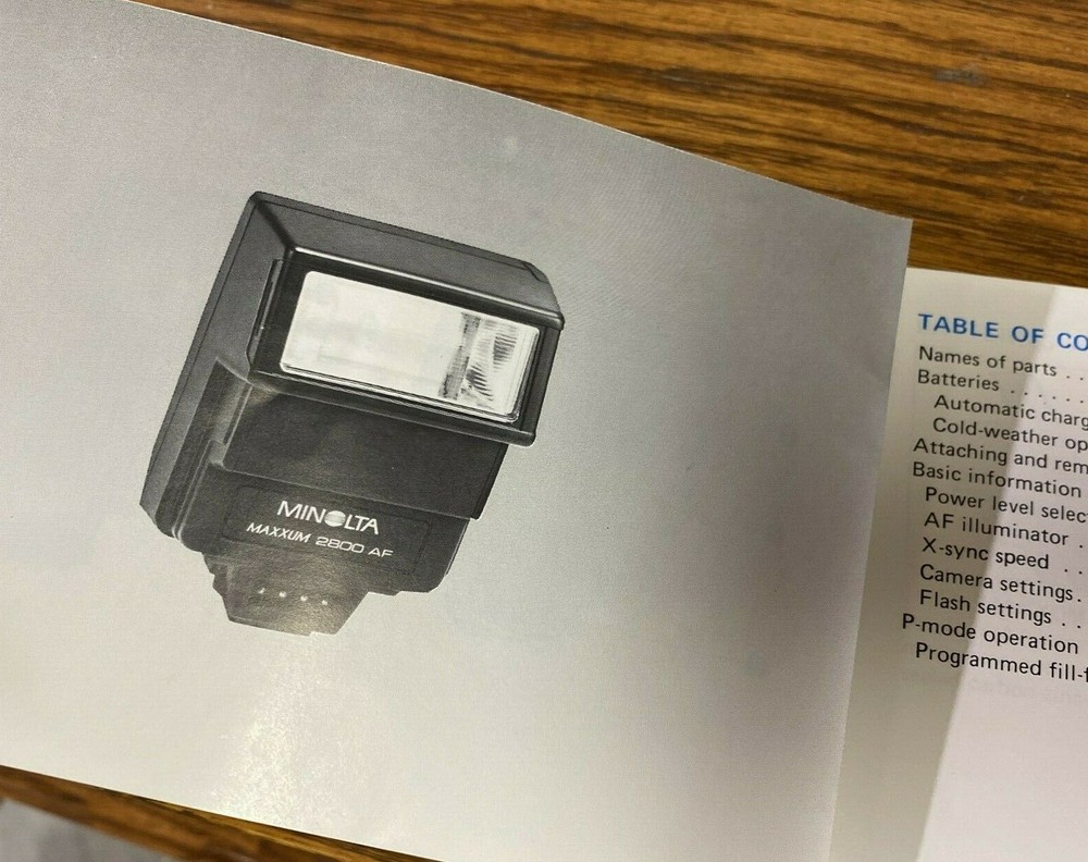 Minolta Maxxum 2800AF Camera Flash, Owner's Operator's Manual