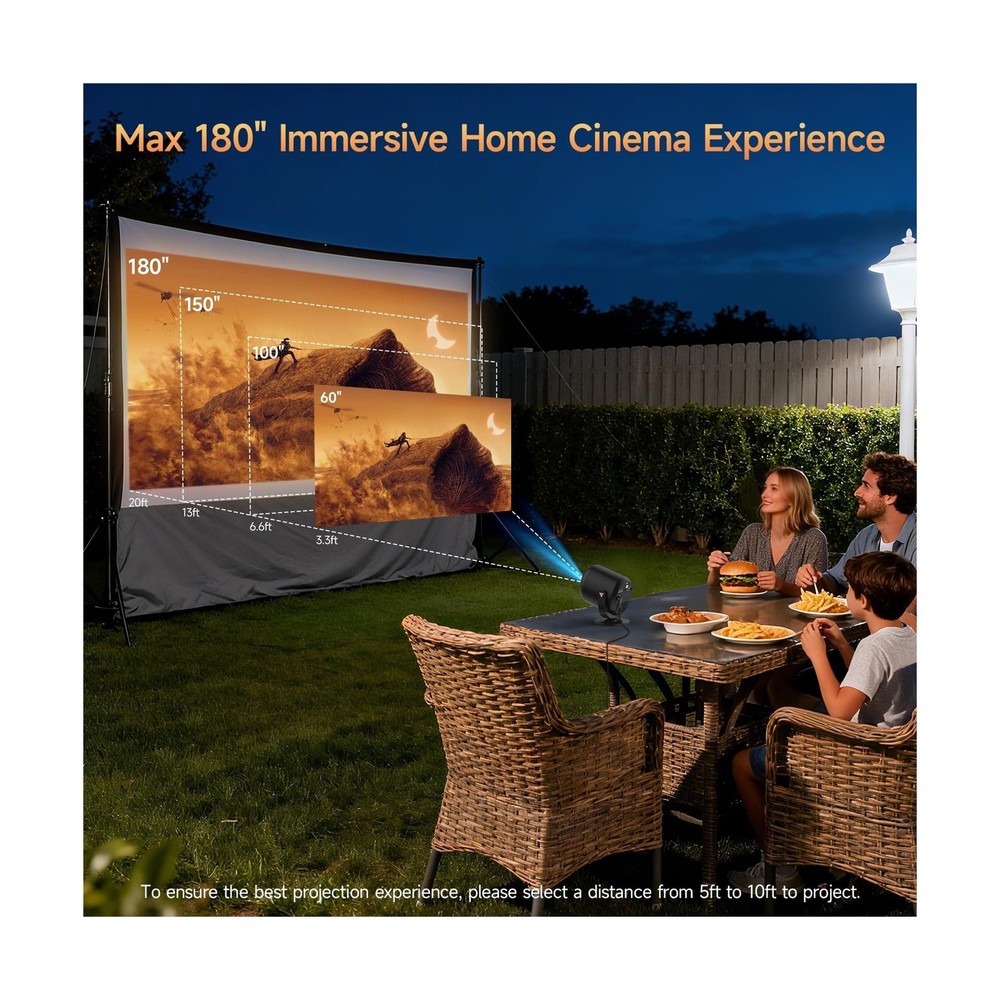 Mini Projector with WiFi and Bluetooth, Portable Projector Native 1080P Suppo...