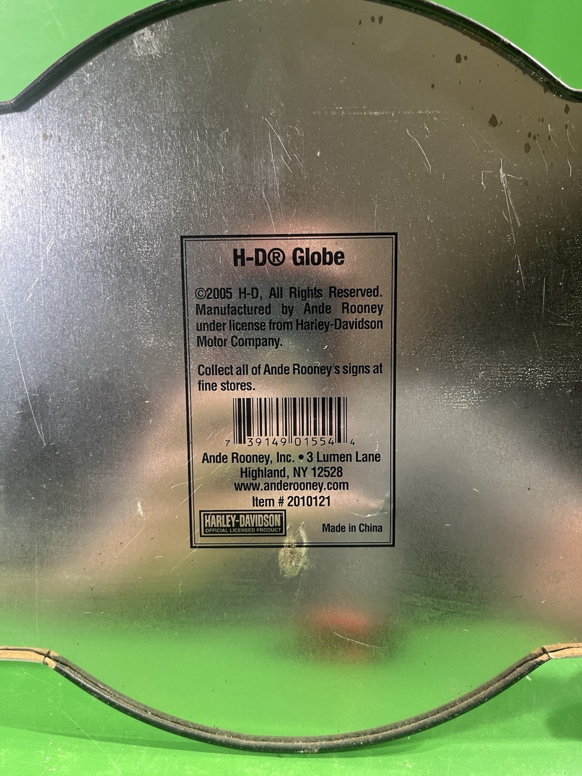 Harley Davidson Metal Display Sign - H-D Globe - Ande Rooney 2005