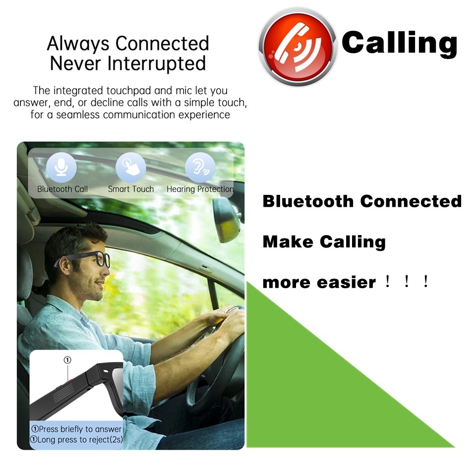 AI Camera Smart Glasses Multifunction Camera Bluetooth Call Voice