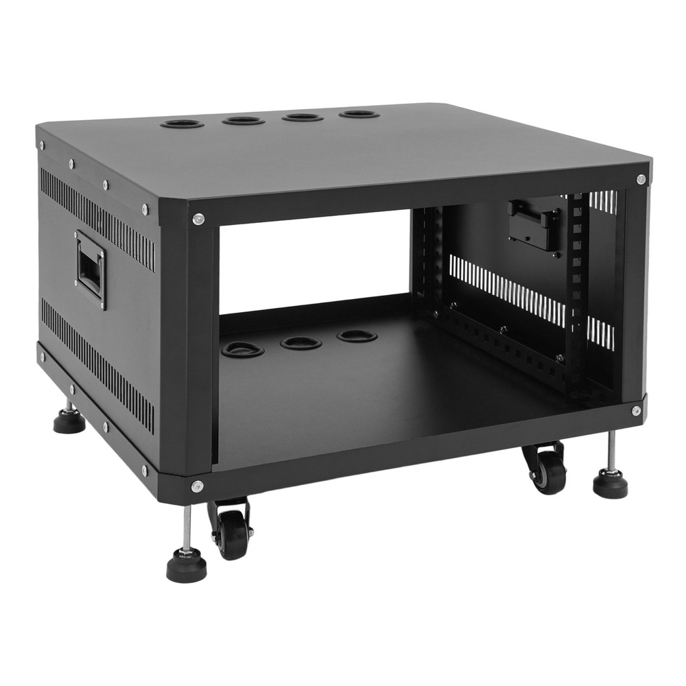 6U Rolling Studio Rack Stand Adjustable DJ Rack with Casters Base Side Top Panel