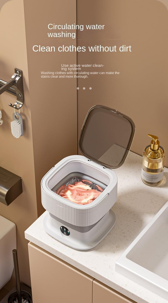 Mini Laundry Machine - 11L Foldable Compact Washer with Integrated Spin Dryer