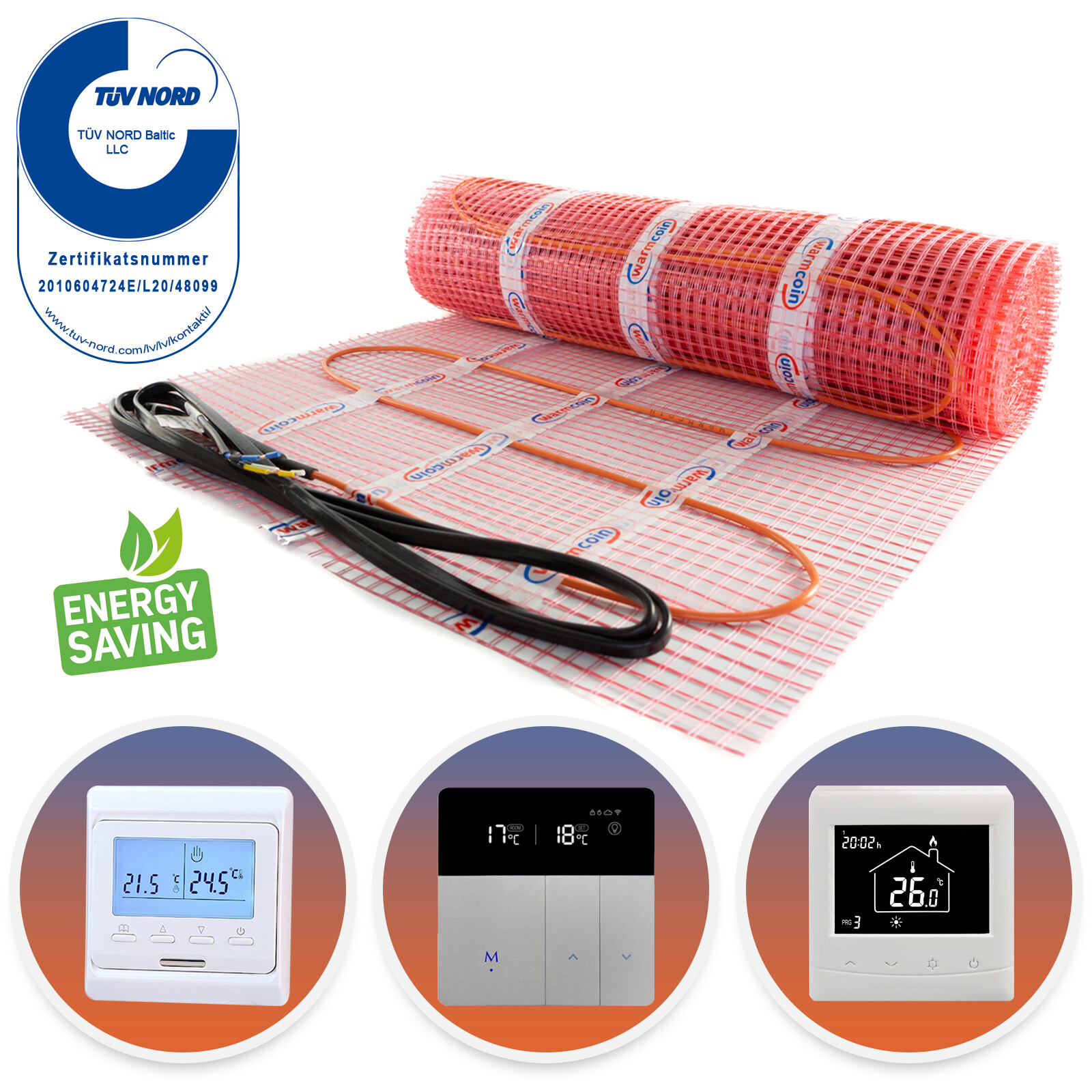 Elektrische Fußbodenheizung Bodenheizung elektro elektrisch Fliese Bad Set 160W