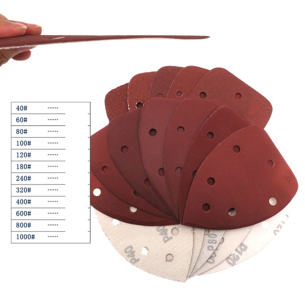 40-1000 Grit Sanding Sheets Triangle Mouse Detail Sander Pads 140mm Hook & Loop