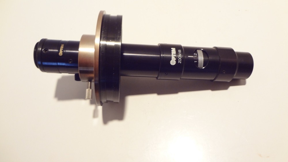 OPTEM ZOOM 65 VIDEO MICROSCOPE SYSTEM COMPLETE WITH SCOPE STAND ADAPTOR