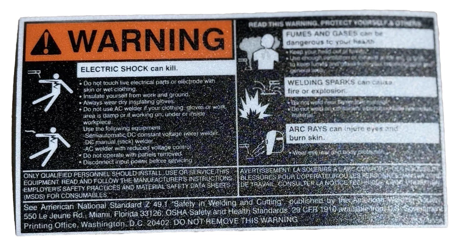 Lincoln Electric 9SC-2837-055A DECAL WARNING C-2837-055A Sticker