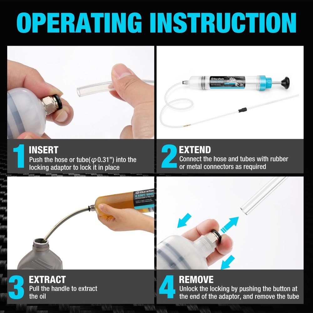 DURATECH 500CC Fluid Extractor, Oil Extractor with Long Hose and