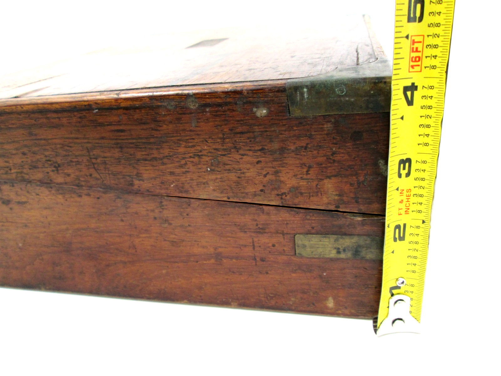 Vintage Wood Box Metal Corners Portable Writing Lap Desk Arts Crafts Wooden