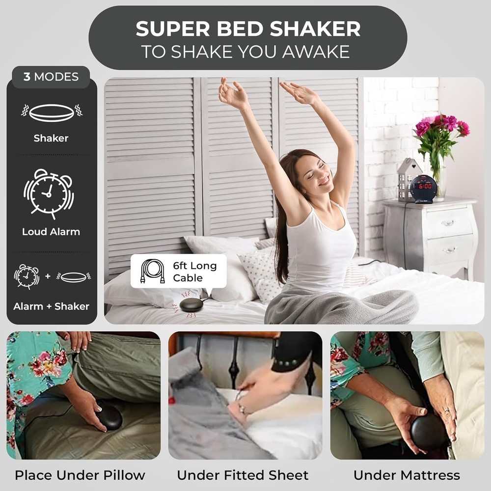 Compact Digital Alarm Clock with Snooze & Brightness Control - Stylish Black