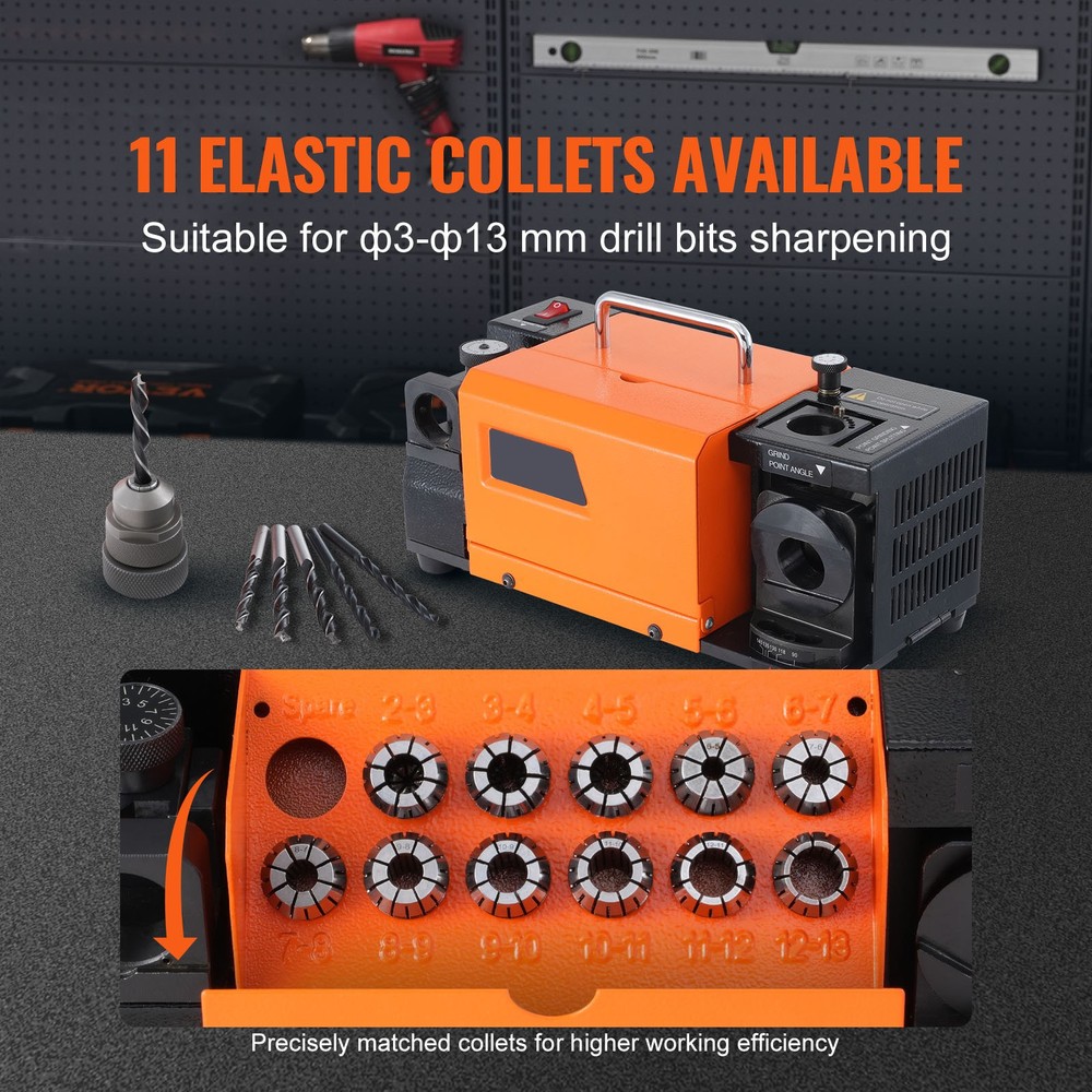 MR-13A Drill Bits Sharpener 3-13mm Bits Grinder Sharpener & 11 Collets