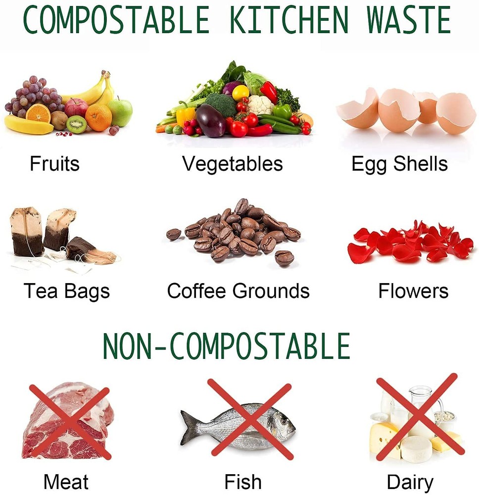 Compost Bin for Kitchen Counter, LALASTAR Small Metal Compost Bin Indoor Kitc...