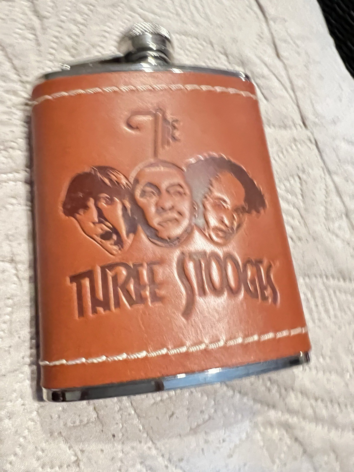 The Three Stooges Leather Wrapped Flask