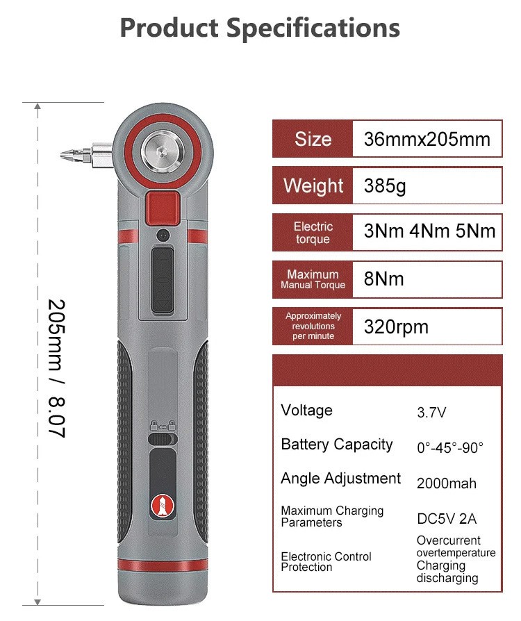 MST 3 Speed Multi Angle Electric Screwdriver Adjustable Mini GRIP Handheld USB C