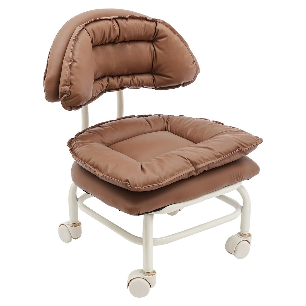 Rolling Stool with Backrest Low Height Sponge Roller Stool Chair Roller Seat