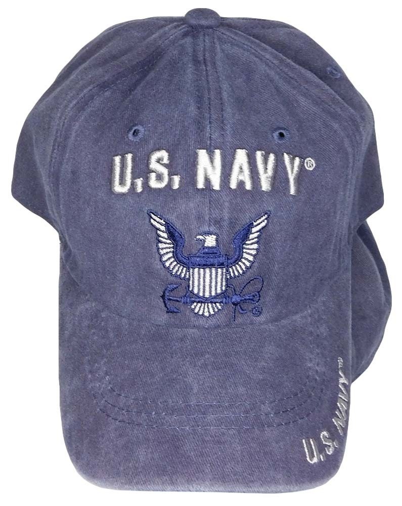 U.S. Navy Eagle Emblem Blue Cotton Adjustable Embroidered Cap Hat - Licensed