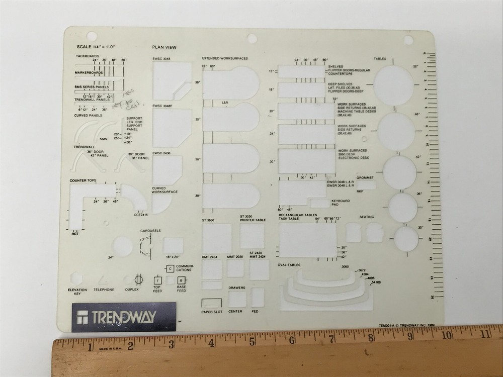 TRENDWAY Architectural Drafting Template Interior Design Desks Tables