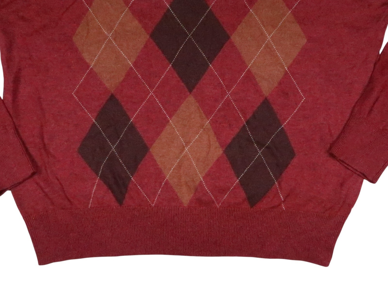 northern isles silk rayon cashmere ARGYLE sweater lightweight men xl long sleeve