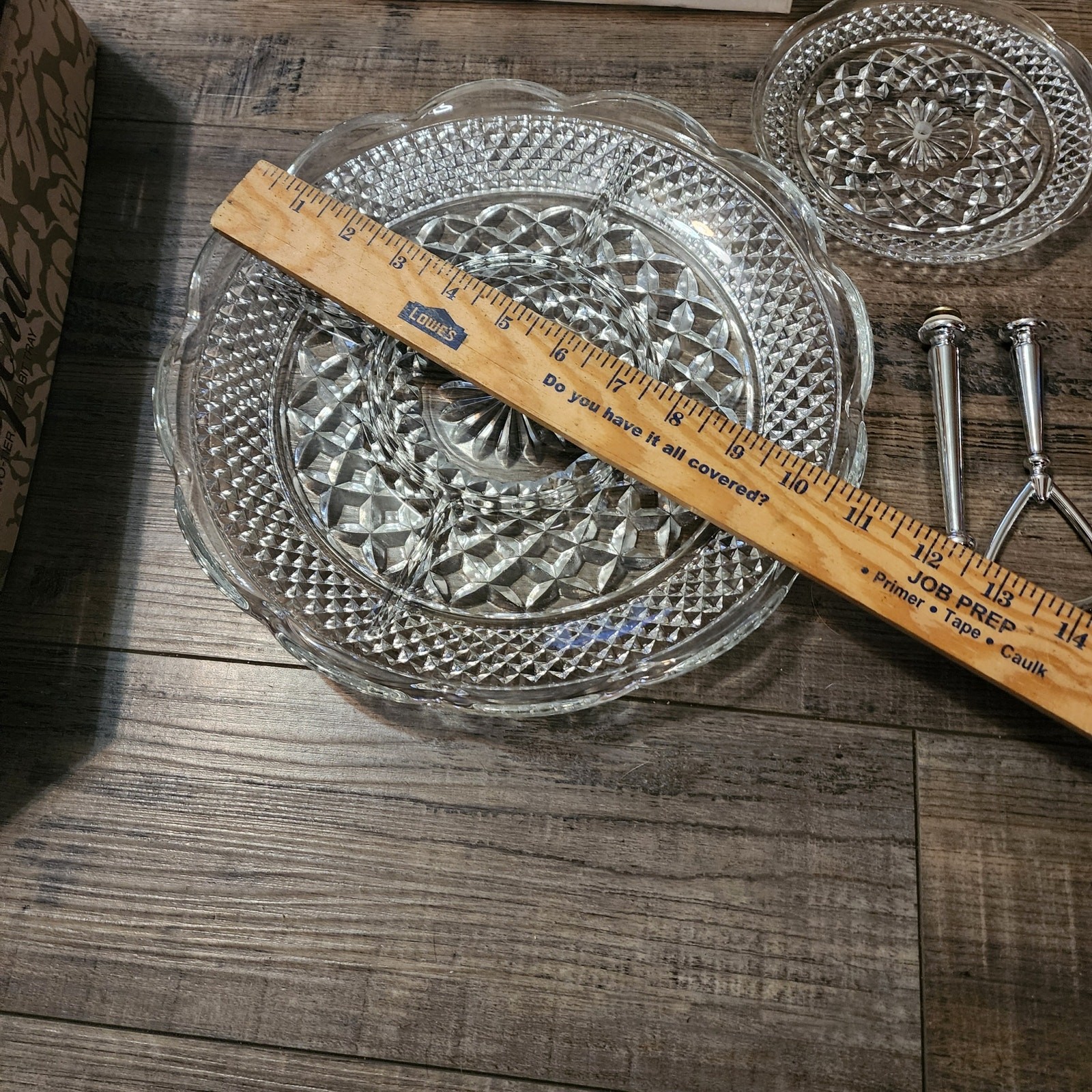 New VTG Wexford Anchor Hocking 2 Tier Glass Tid Bit Tray with Handle in Box W