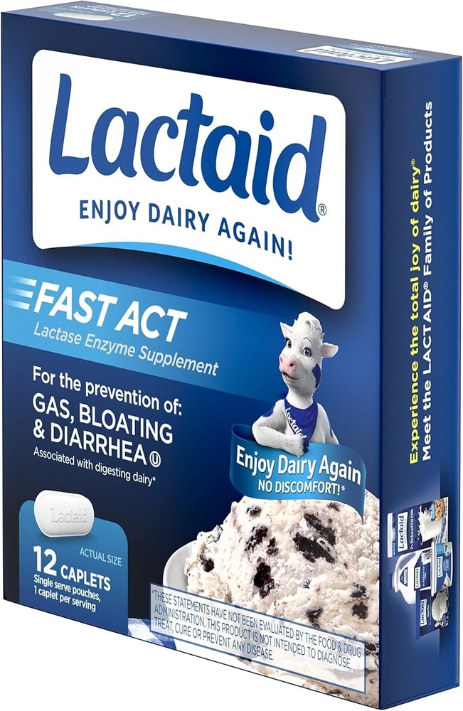 Lactaid Fast Act Lactose Intolerance Relief Caplets 12 CT, 2-Pack