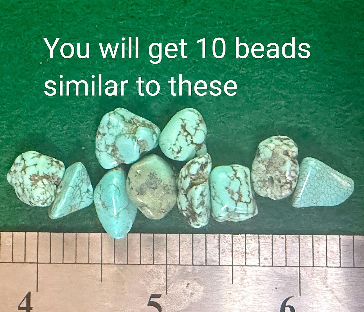 (10) Original Navajo Indian Blue Turquoise Trade Beads Nuggets Fur Trade 1800's