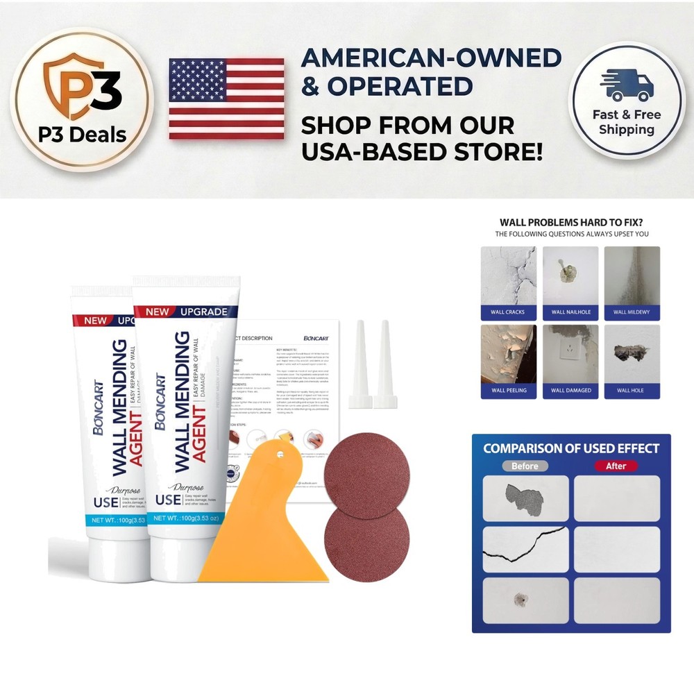 Revolutionary Wall Repair Solution: 2 Pack Easy-Use Mending Agents & Scraper