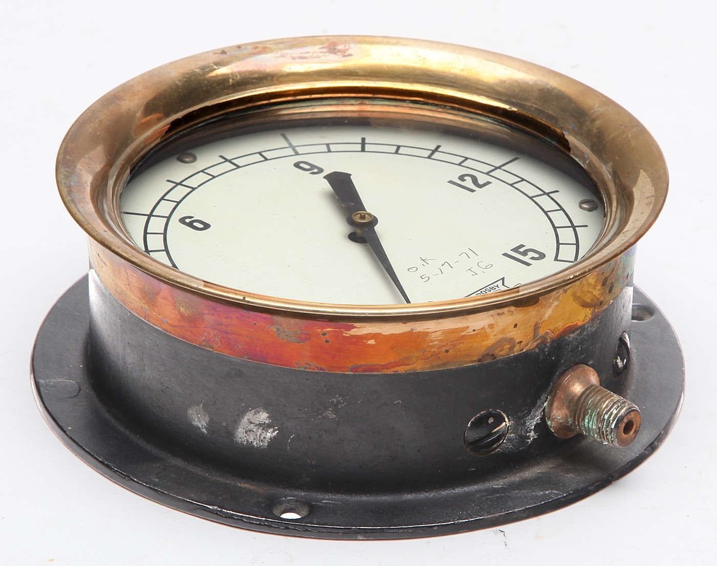 Vintage Brass Crosby Pressure Gauge by Crosby Steam Gage & Valve Co.