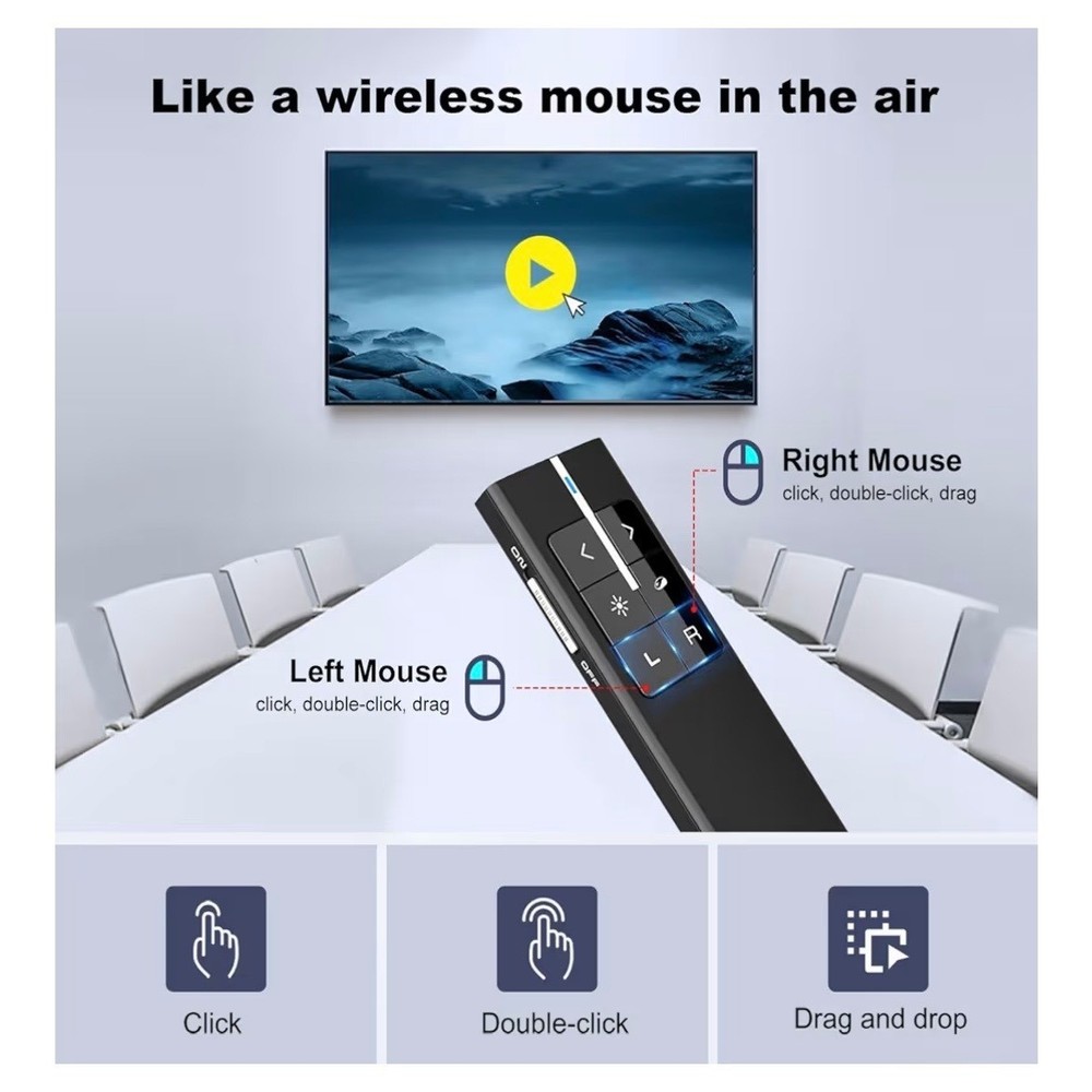 Knorvay N29 Wireless Presenter Remote Red Laser Pointer USB PowerPoint Clicker