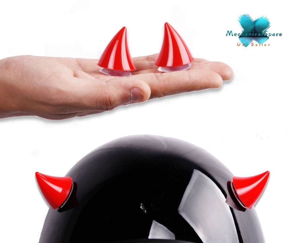 2Pcs Motorcycle Helmet Devil Horn with Rubber Suction Cups Helmet Decoration_USA
