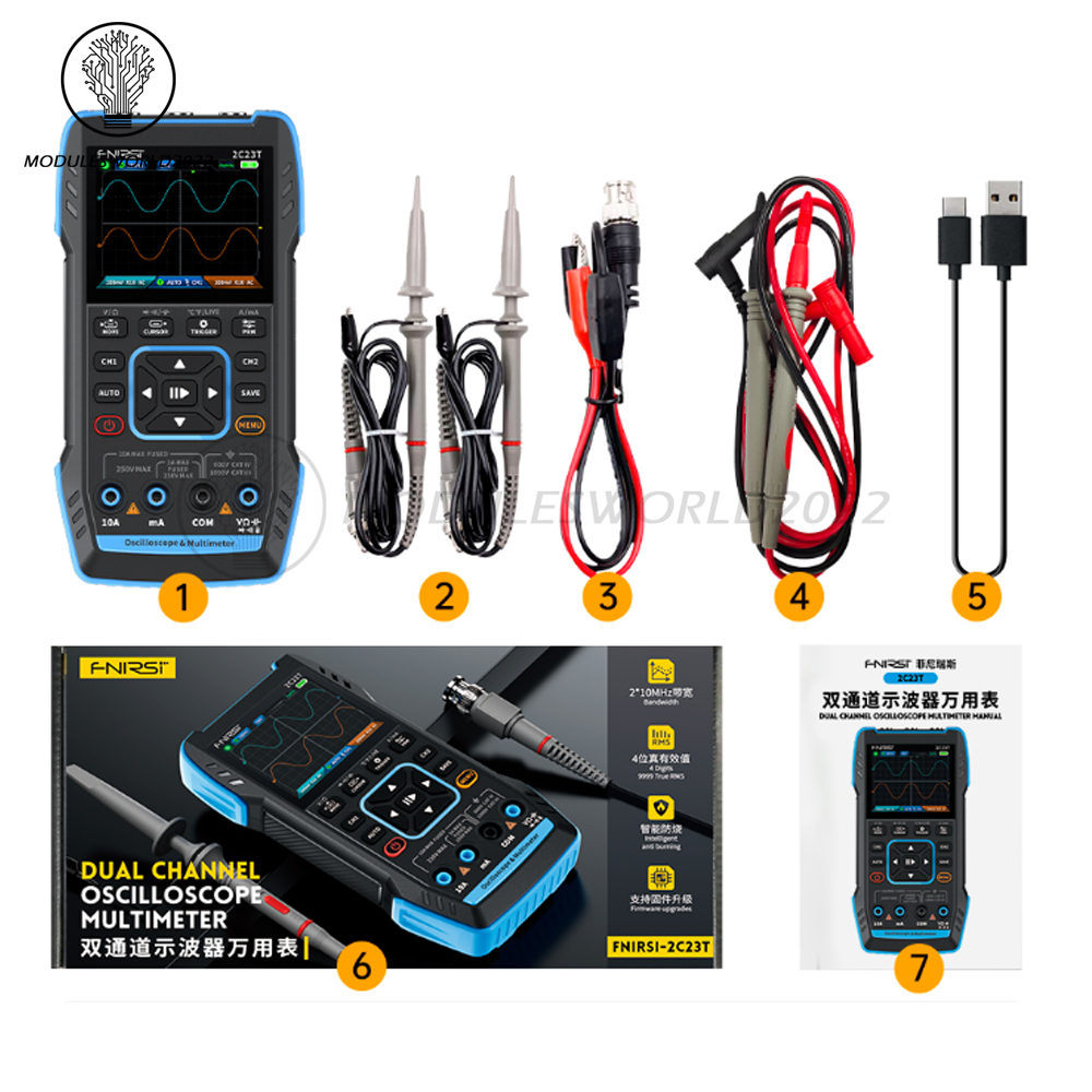 FNIRSI 2C23T Handheld Digital Oscilloscope Multimeter+Function Signal Generator