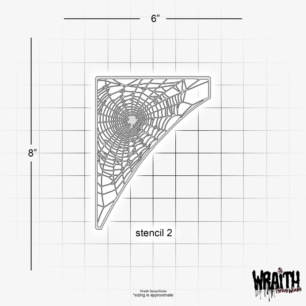 Corner Spiderwebs - Reusable Airbrush Stencil Template