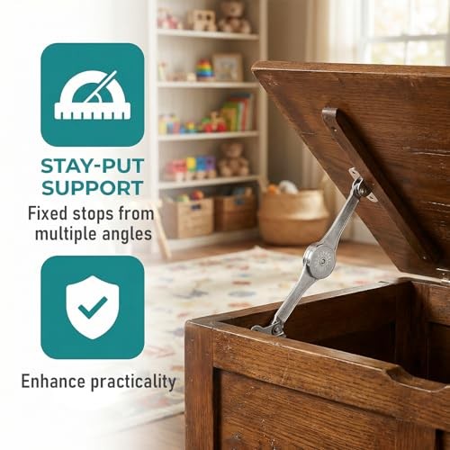 6 Pack Soft Close Lid Hinges, Lid Support Hinge with Hex Wrench Folding Lids